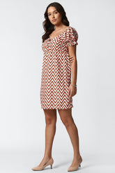 Stylish Multi Abstract Print A-line Short Dress - Poly Rayon, Short Sleeves