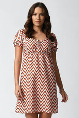 Stylish Multi Abstract Print A-line Short Dress - Poly Rayon, Short Sleeves