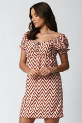 Stylish Multi Abstract Print A-line Short Dress - Poly Rayon, Short Sleeves