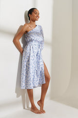 Stylish White A-line Poly Rayon Dress with Printed Long Sleeves - Perfect for Any Occasion