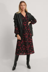 Stylish Black Poly Rayon Printed Peasant Wrap Dress for Women - Shop Now