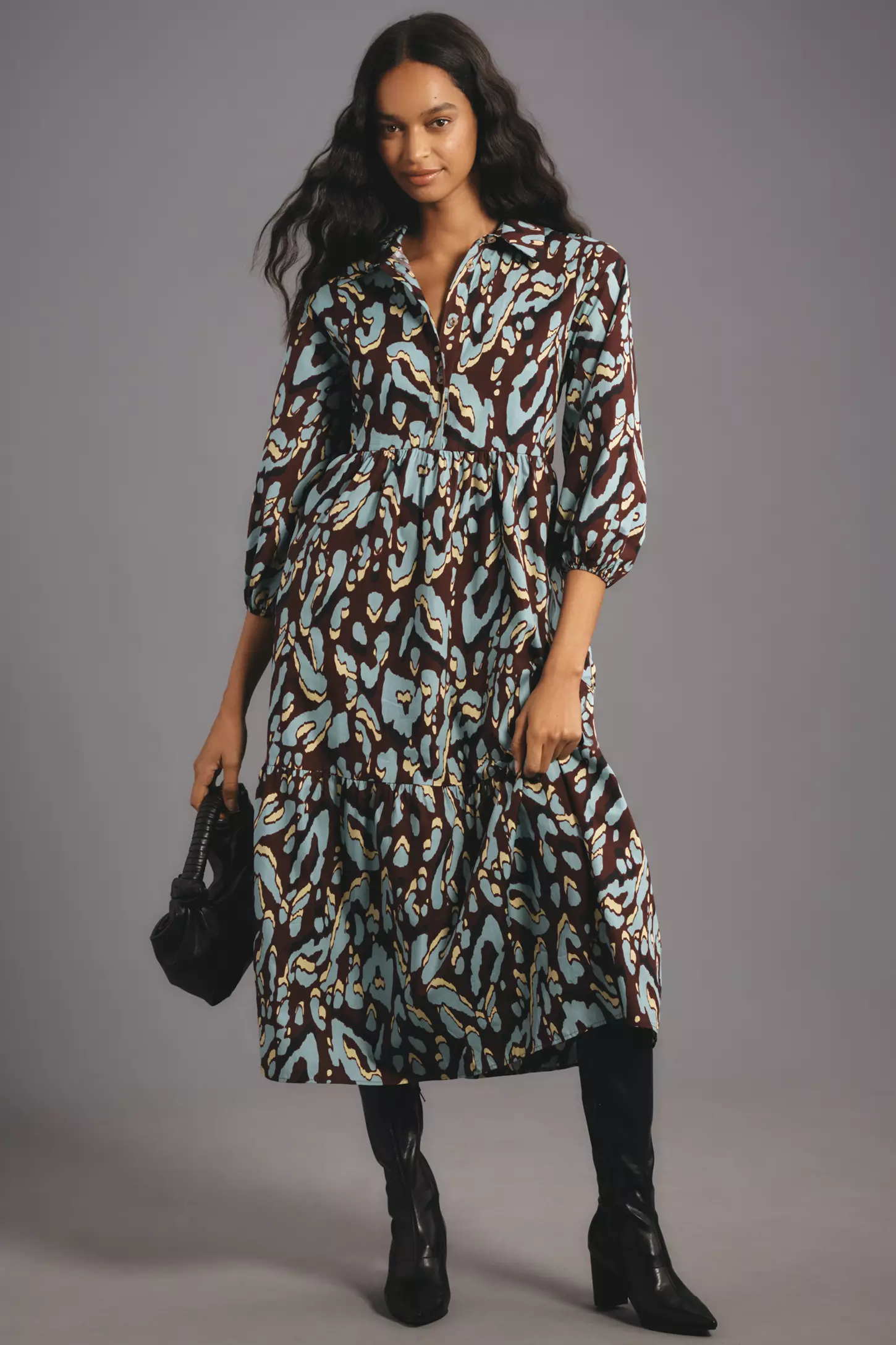 Chic Wine Poly Rayon Abstract Dress