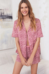 Pink Abstract Printed Lounge Wear.