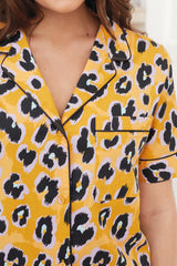 Yellow Abstract Printed Lounge Wear With Shorts