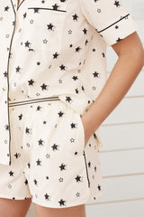 Cream Polka Dots Printed Lounge Wear.
