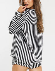 Black & White Stripes Printed Lounge Wear.