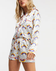White Abstract Printed Lounge Wear.