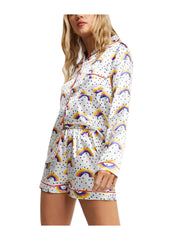 White Abstract Printed Lounge Wear.