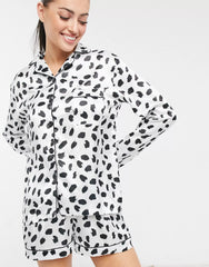 Black Abstract Printed Lounge Wear.