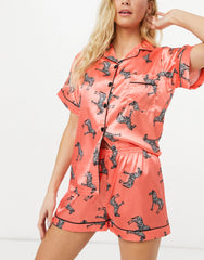 Peach Zebra Printed Lounge Wear.