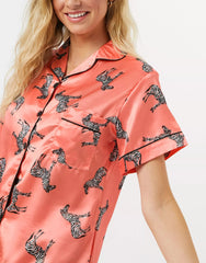 Peach Zebra Printed Lounge Wear.