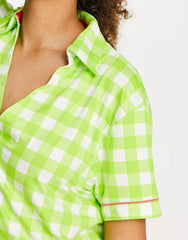 Green Checkered Printed Lounge Wear.