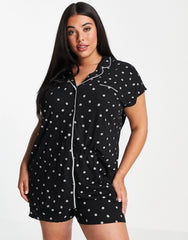Black Polka Dots Printed Lounge Wear.