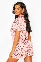 Cream Polka Dots Printed Lounge Wear.