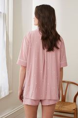 Dusty Pink Dots Printed All Over Lounge Wear.