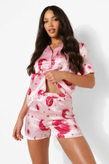 Pink Abstract Printed Lounge Wear.