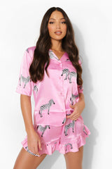 Pink Abstract Printed Lounge Wear.