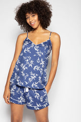 Navy Blue Abstract Printed Lounge Wear.