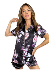 Black Abstract Printed Lounge Wear.