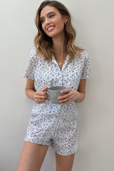 White Abstract Printed Lounge Wear.