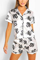 White Abstract Printed Lounge Wear.