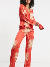 Rust Color Digital Abstract Printed Loungewear/Nightsuit For Women With Pants.