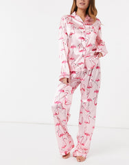 Pink Color Digital Abstract Printed loungewear/Nightsuit For Women With Pants.