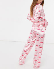 Pink Color Digital Abstract Printed loungewear/Nightsuit For Women With Pants.