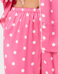 Pink Color Digital Abstract Printed loungewear/Nightsuit For Women With Pants.