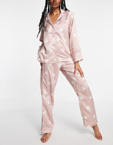 Light Pink Color Digital Abstract Printed loungewear/Nightsuit For Women With Pants.