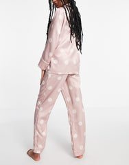 Light Pink Color Digital Abstract Printed loungewear/Nightsuit For Women With Pants.