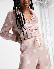 Light Pink Color Digital Abstract Printed loungewear/Nightsuit For Women With Pants.
