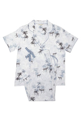 White Color Digital Abstract Printed loungewear/Nightsuit For Women With Pants.