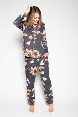 Gray Color Digital Abstract Printed loungewear/Nightsuit For Women With Pants.