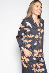 Gray Color Digital Abstract Printed loungewear/Nightsuit For Women With Pants.