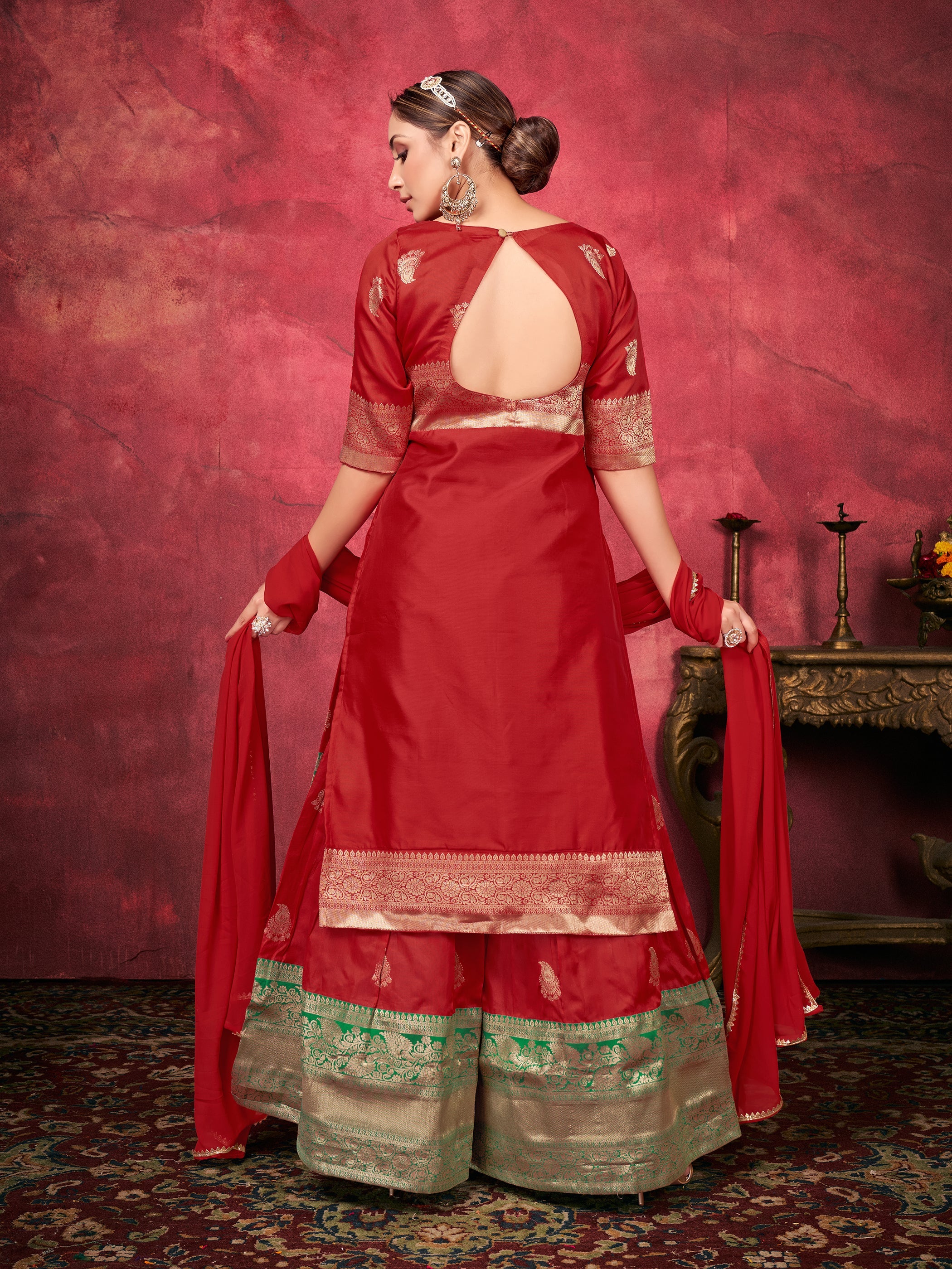 Stunning Red Art Silk Woven Kurta Set: Elegance & Comfort for Every Occasion
