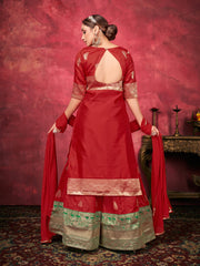 Stunning Red Art Silk Woven Kurta Set: Elegance & Comfort for Every Occasion