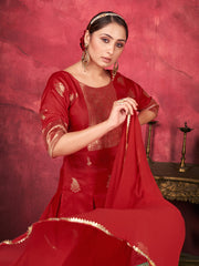 Stunning Red Art Silk Woven Kurta Set: Elegance & Comfort for Every Occasion