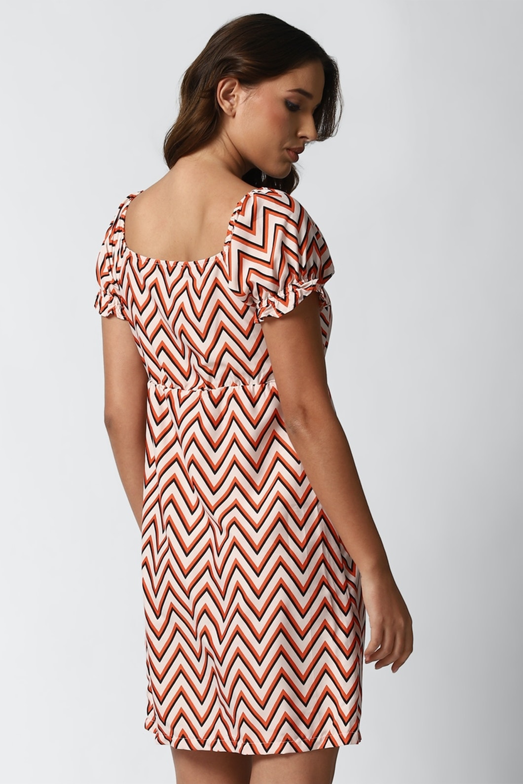 Stylish Multi Abstract Print A-line Short Dress - Poly Rayon, Short Sleeves