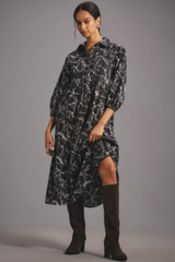 Chic Black Poly Rayon Horse Print Dress