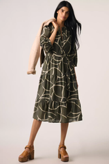 Chic Grey Poly Rayon Asymmeric Print Dress