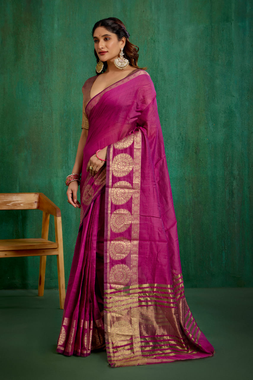 Elegant Pink Cotton Silk Woven Ready to Wear Saree - Perfect for Any Occasion