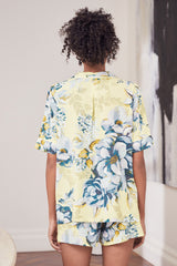 Yellow Abstract Printed Lounge Wear.