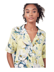 Yellow Abstract Printed Lounge Wear.